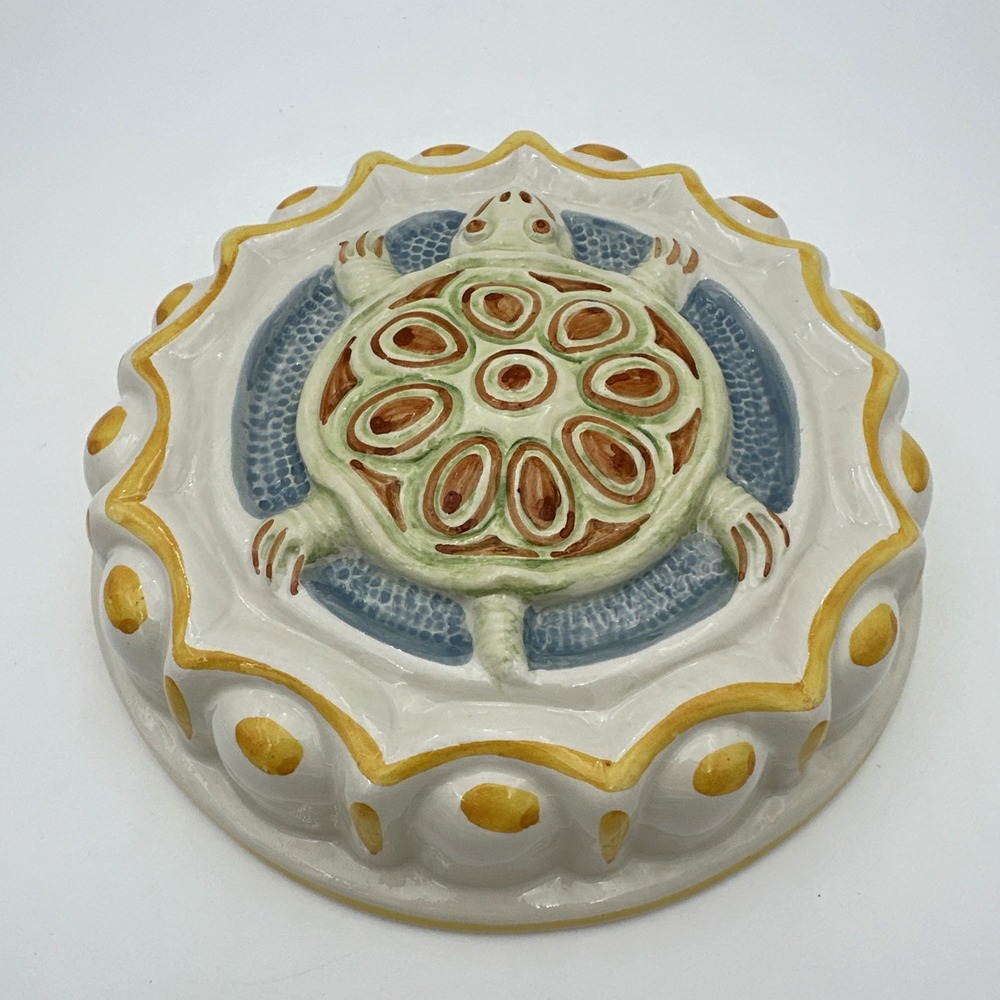 Mei-Elmar Imports Turtle Ceramic Wall Hanging Mold Italy White Green K3370 - Picture 4 of 11